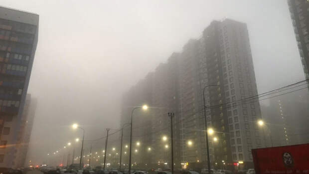 Густой туман накрыл Петербург в воскресенье