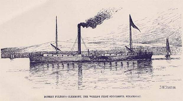1807 года шотландец Роберт Фултон в гавани Нью-Йорка продемонстрировал первый пароход.