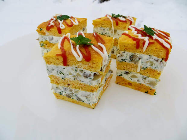 Закусочное пирожное с грибами и брынзой Закуска, Рецепт, Вкусно, Приготовление, Другая кухня, Длиннопост, Видео рецепт, Праздничный стол, Пирожное, Видео