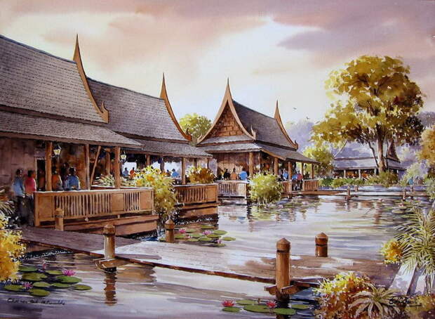 Таиланд в акварельных картинах Thanakorn Chaijinda