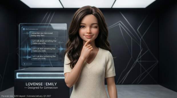 Кукла-компаньон Emily больше ориентирована на общение, чем на интим