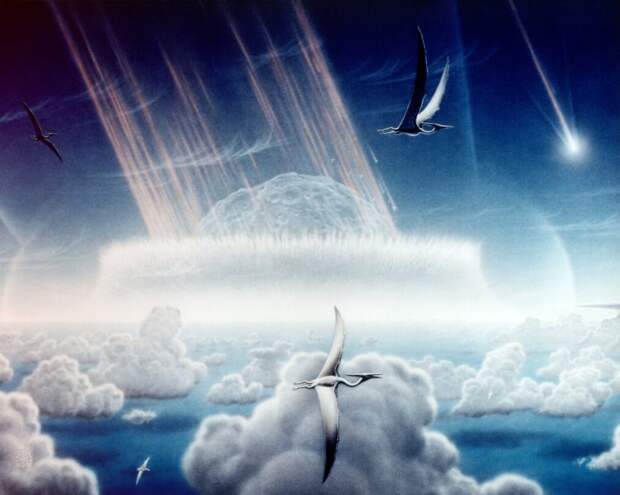 Первые мгновения после взрыва Чиксулубского астероида 66 миллионов лет назад / © Wikimedia Commons