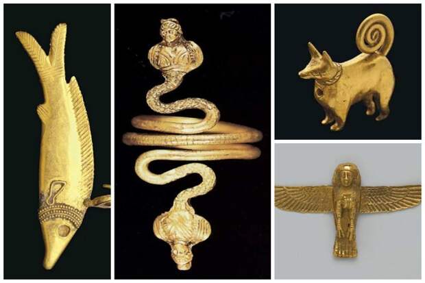 Золотые амулеты и браслет знати древний египет, искусство, красота, невероятное, удивительное, ювелирное