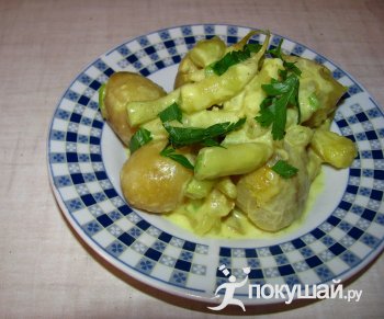 Молодой картофель со спаржевой фасолью