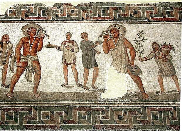 Римские рабы на мозаике II в. н.э.