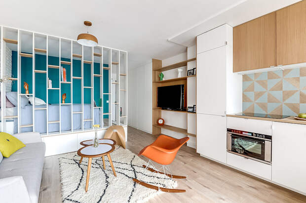 Интерьер квартиры-студии площадью 25 кв. метров в пригороде Парижа