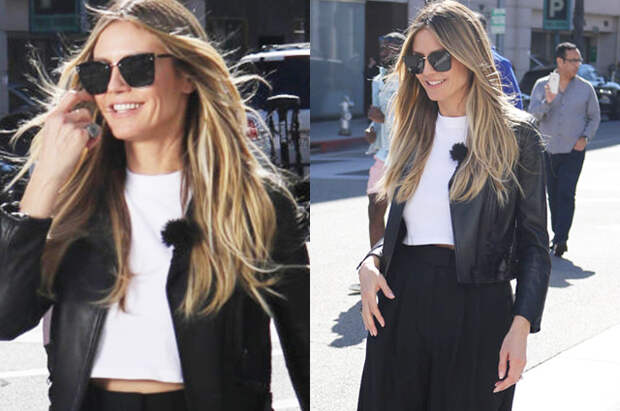 Черно-белая классика: улыбчивая Хайди Клум на съемках реалити-шоу в Лос-Анджелесе