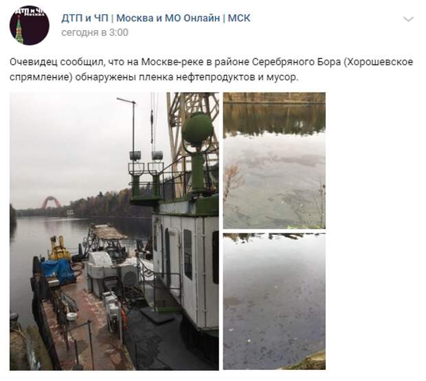 Следы нефтепродуктов в реке на территории Серебряного Бора не обнаружены — дирекция