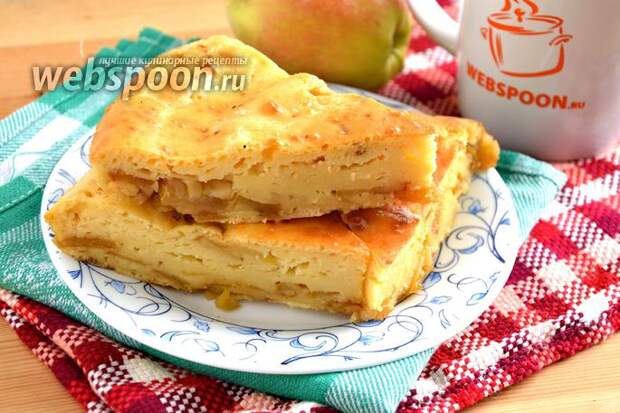 Фото Заливной пирог с яблоками