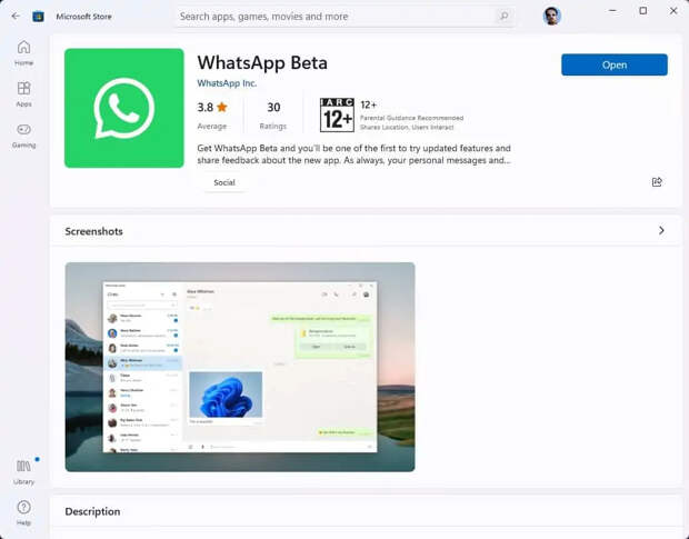 Бета-версия WhatsApp для Windows 10 и 11 теперь доступна в Microsoft Store 35