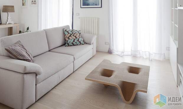 Эко-мебель в гостиной: картонные дюны