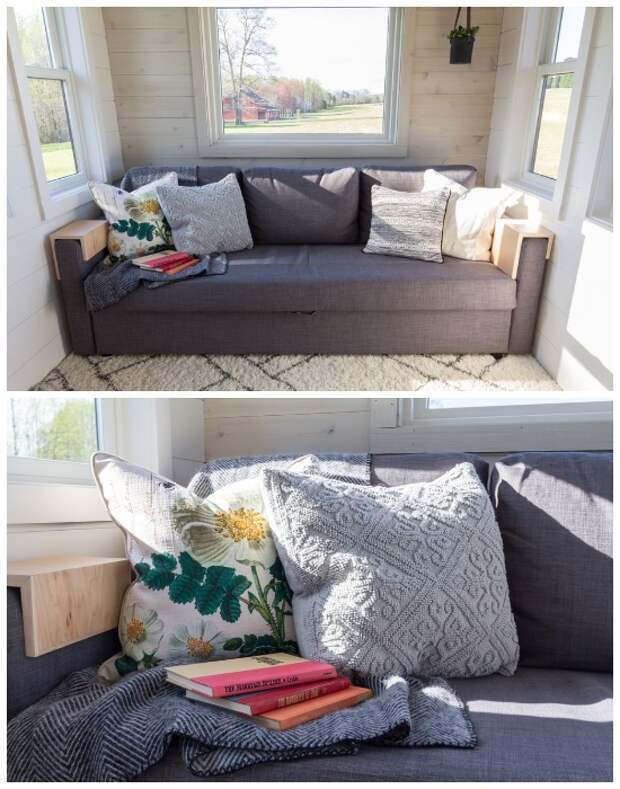 Мягкий диван с очаровательными подушками помогают создать домашнюю атмосферу (дом-фургон «Эльза»). | Фото: paradijsvogelsmagazine.nl.