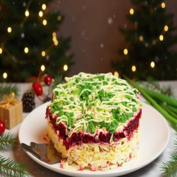 Салат «Зимний Карнавал» с крабовыми палочками — идеален для праздничного стола!