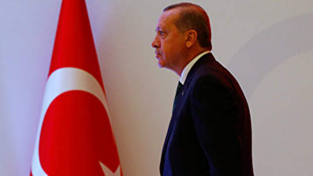 Президент Турции Тайип Эрдоган на пресс-конференций в Стамбуле