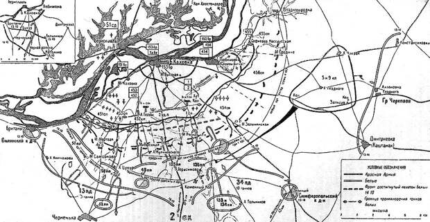 Схема сражения за Каховский плацдарм 14 октября 1920 г.