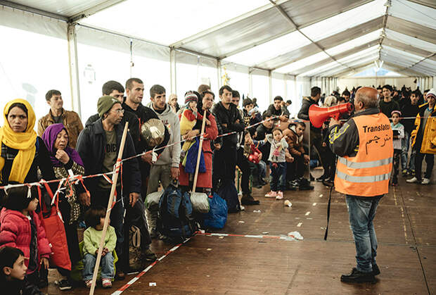 Один из лагерей для беженцев, направляющихся в Европу 