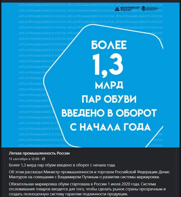 Судя по отчетности, за год на каждого россиянинв выпускается по 15 пар обуви.