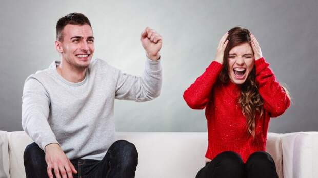 Furious wife and happy husband