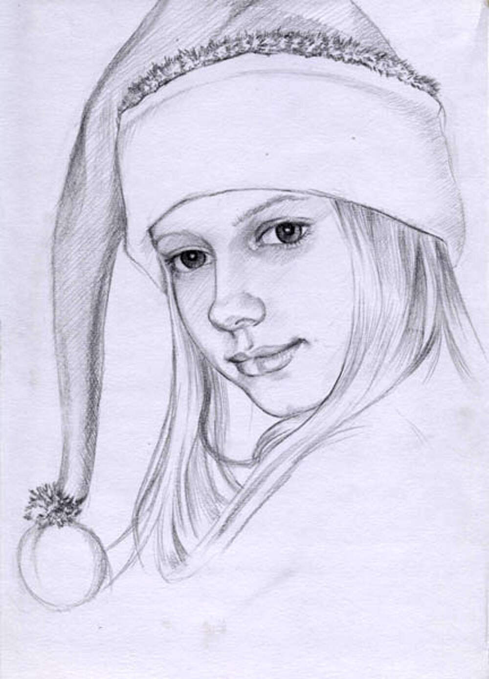 Портрет Снегурочки карандашом