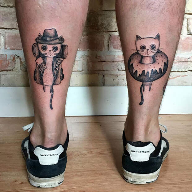 Разные крутые татуировки с котиками