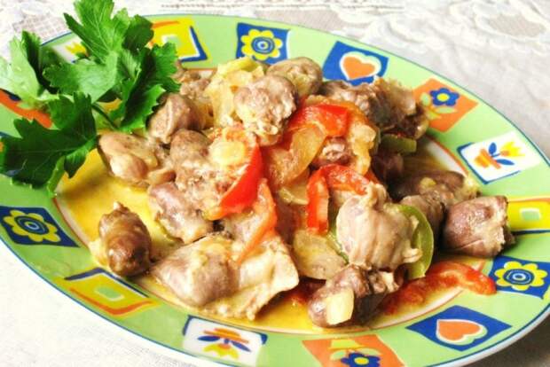 Куриные желудки в сметане и соевом соусе Куриные желудки в сметане и соевом соусе