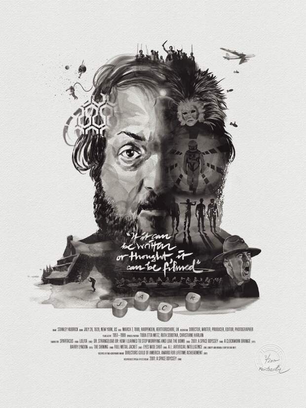 Акварельные портреты великих режиссёров в духе их лучших кинофильмов