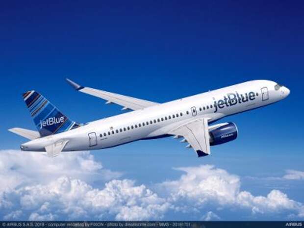 Airbus A220-300 авиакомпании JetBlue Airways, рендер