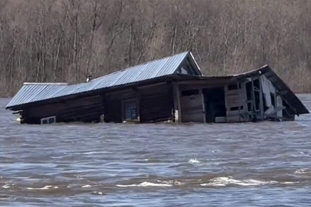 Дом поплыл по российской реке и попал на видео