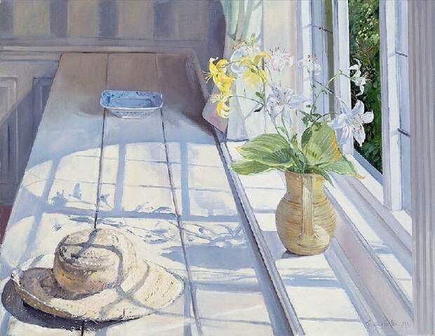 Натюрморт. Лилии и соломенная шляпа (Lilies And A Straw Hat). Художник: Timothy Easton.