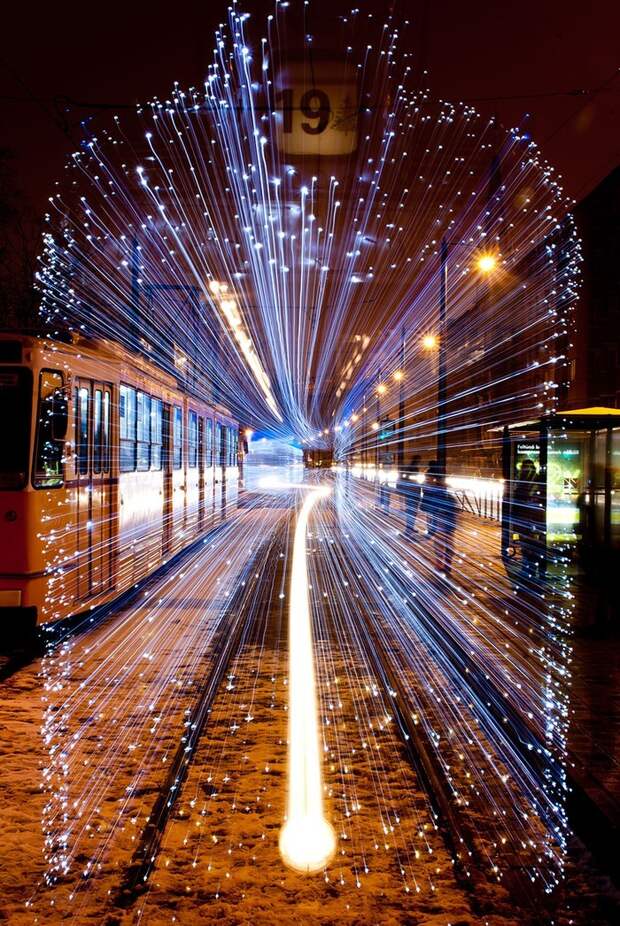trams07 Чудесные светящиеся трамваи в ночном Будапеште