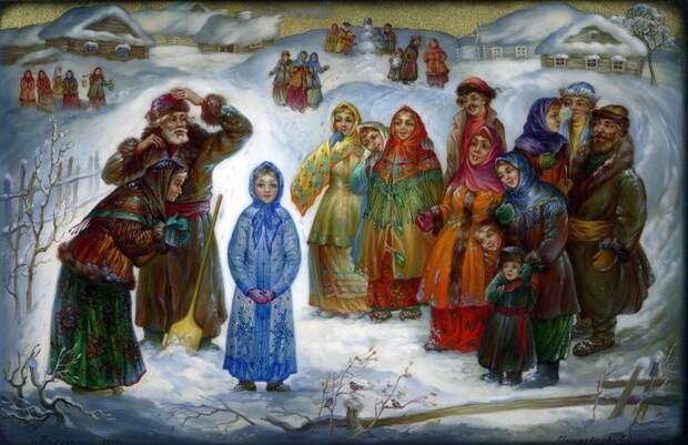 Русская зима Русская зима. Федоскинская лаковая миниатюра.