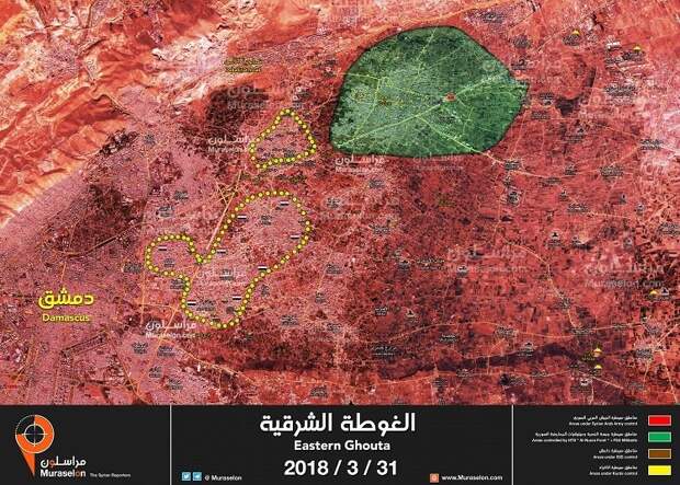 Котёл в Дамаске скоро будет ликвидирован: появилась обновлённая карта