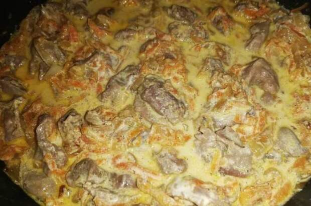 Куриные желудки в сметане с горчицей Куриные желудки в сметане с горчицей