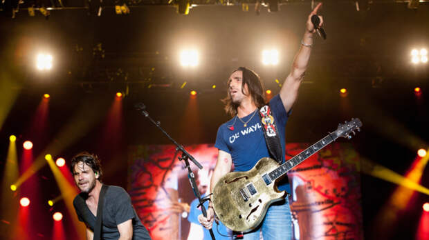 Jake Owen performs at his free "Beach Party" concert in Nashville.