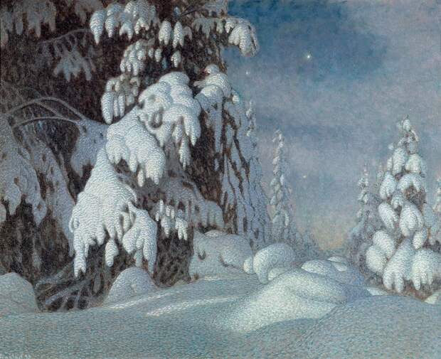 Gustaf Fjaestad. Зимний лунный свет. 1895.jpg