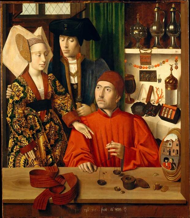 Святой Элигий в своей мастерской. Петрус Кристус, 1449 год. | Фото: artchive.ru. Святой Элигий в своей мастерской. Петрус Кристус, 1449 год. | Фото: artchive.ru.