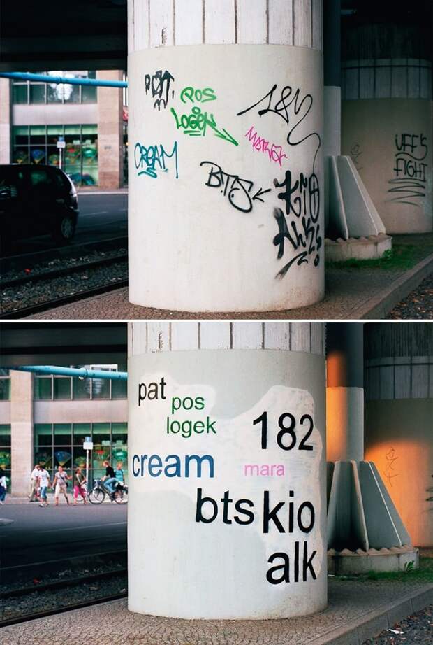 Он превращает уродливые граффити в аккуратные и читабельные надписи 