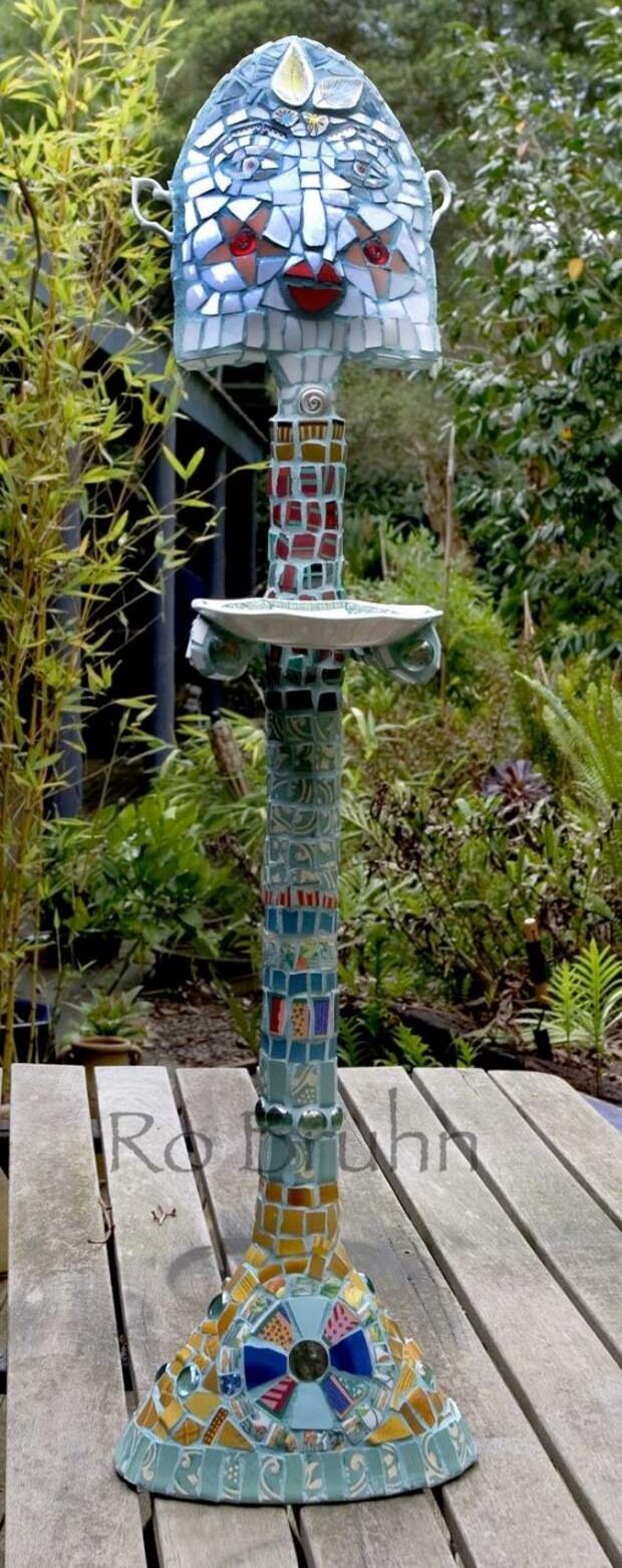 Ro Bruhn - one of my mosaic bird feeders: 