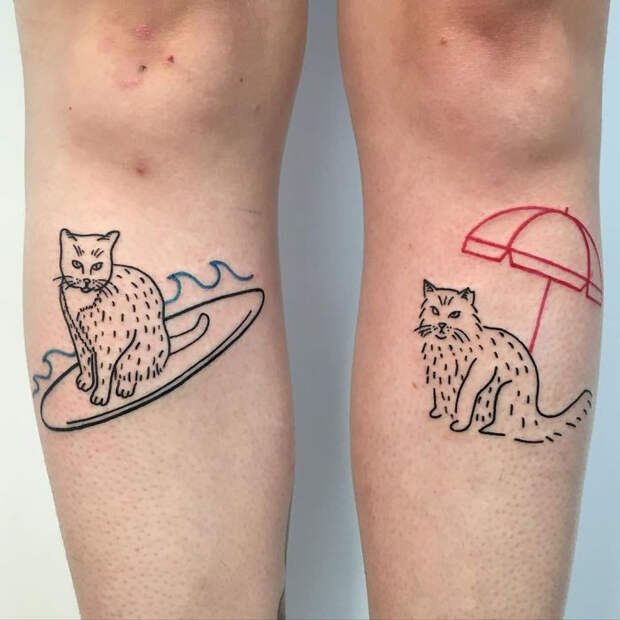 Разные крутые татуировки с котиками