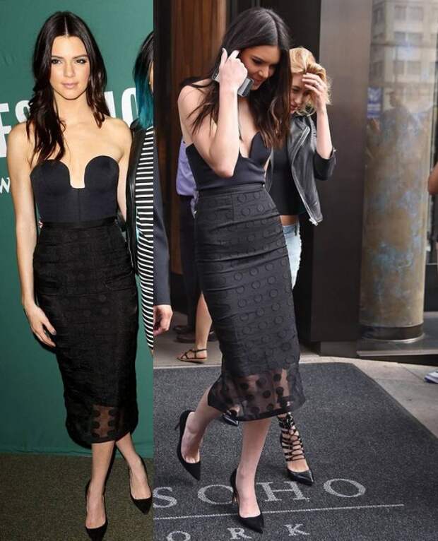 Kendal Jenner Wore Black High-Waist Skirt