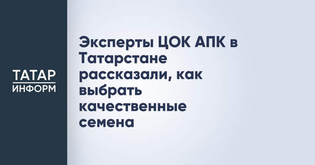 Эксперты ЦОК АПК в Татарстане рассказали, как выбрать качественные семена