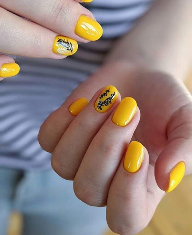 Желтые короткие ногти: 50+ ярких и солнечных идей