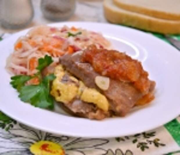 Свиная грудинка с французской горчицей и сыром в фольге