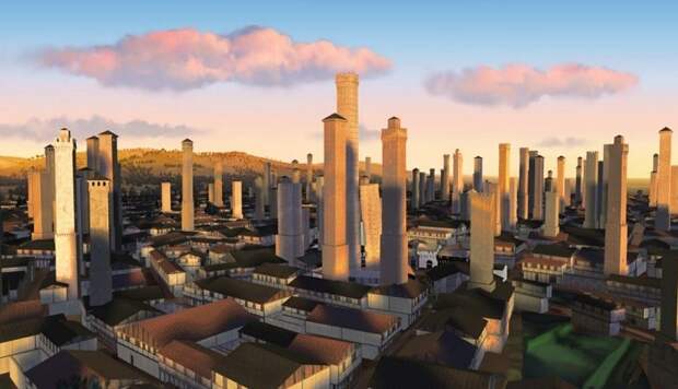 3D-модель средневековой Болоньи (компьютерная графика). | Фото: masterok.livejournal.com.