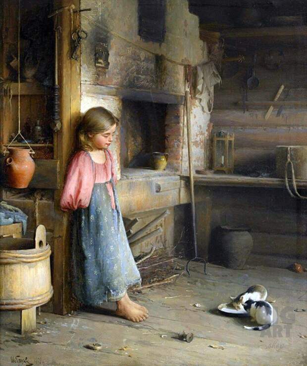 «Девочка с котятами», 1895 г. И. Горохов Почему кошек на Руси всегда любили и берегли