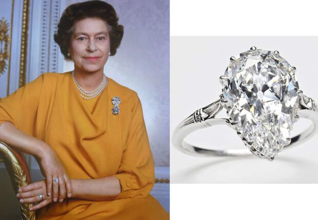 Елизавета II с кольцом с бриллиантом Куллинан IX
