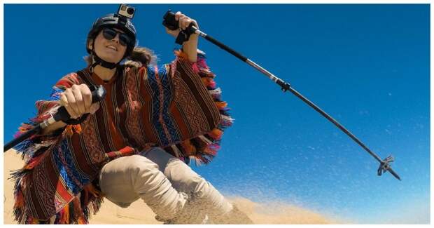 Невероятное катание на лыжах посреди пустыни в Перу  видео, лыжи, перу, пустыня, экстрим
