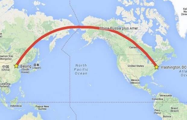 Железная дорога Китай-Россия-Канада-Америка.