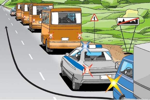 Можно ли обгонять колонну с сопровождением ГИБДД?