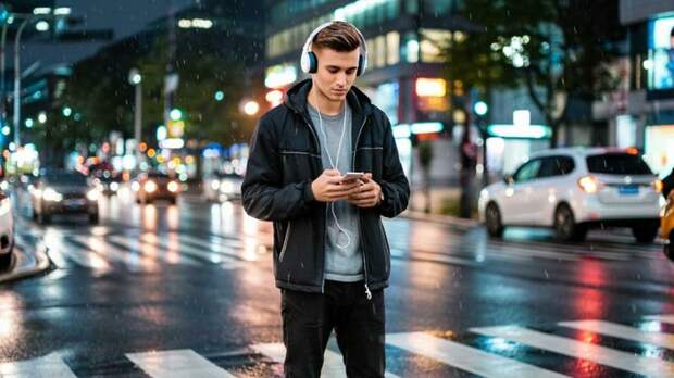 Парень в наушниках / Изображение сгенерировано ИИ Kandinsky